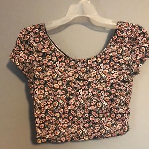 Black and pink floral crop top